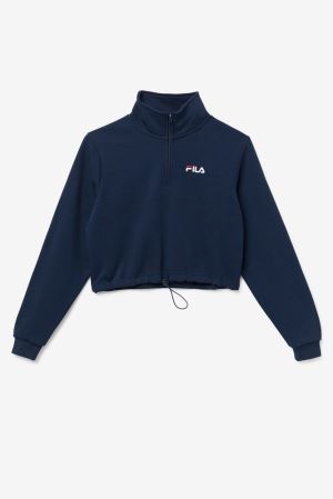 FILA Rylee 1/2 Zip Sweatshirts Navy,Womens Clothing | CA.FPIZSH364